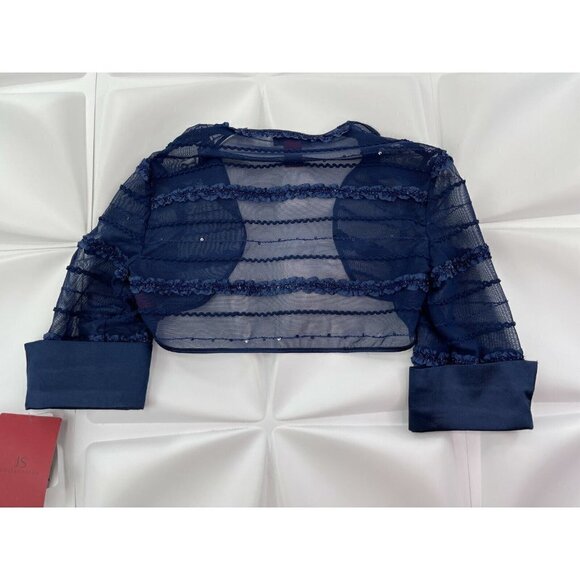 NWT JS Collections Sz 8 Blue Mesh Ruffle Sheath Dress Bolero Jacket Shrug Set m - Picture 11 of 12